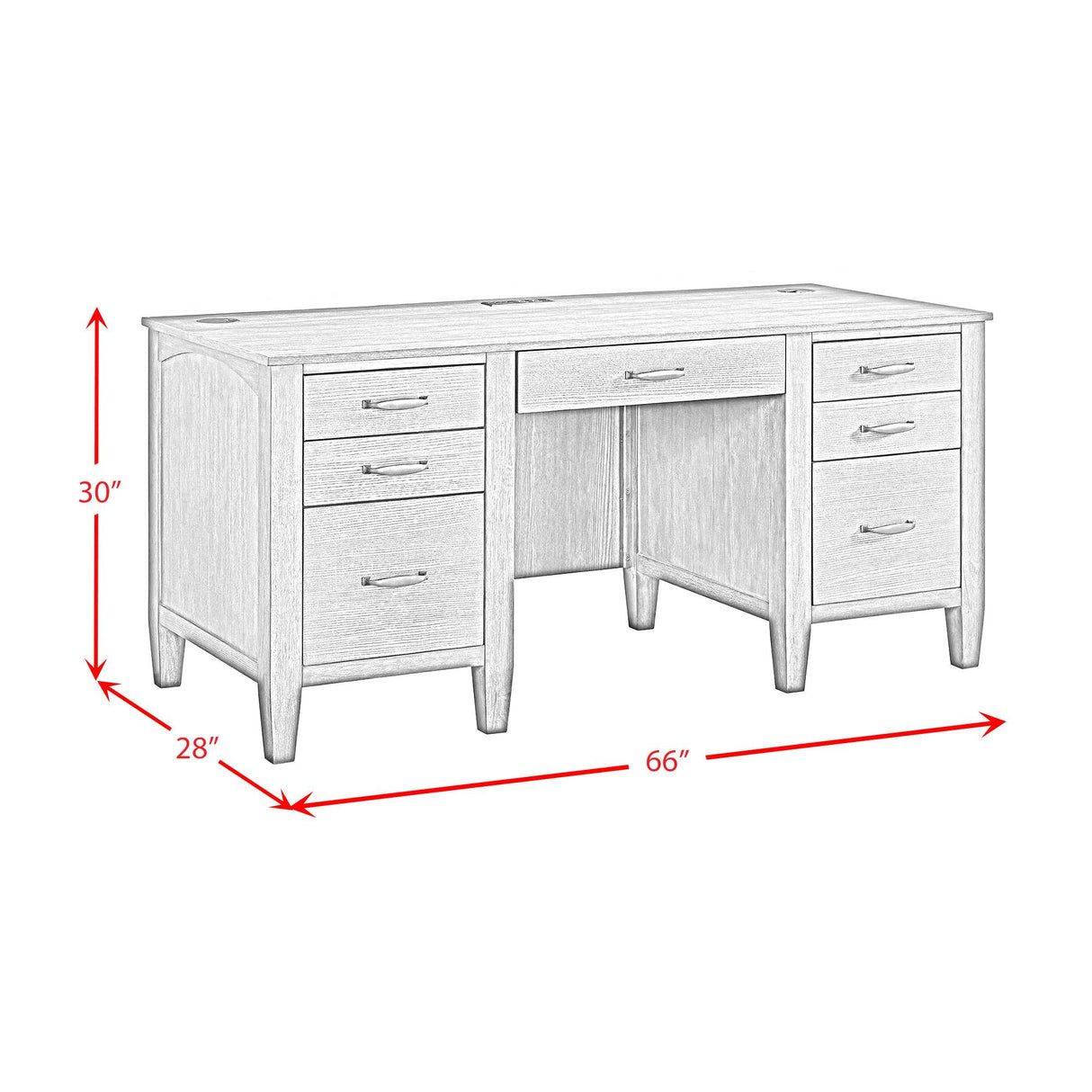  Elements International Portico H-15970-6-DK1 Double Pedestal Desk IMAGE 10