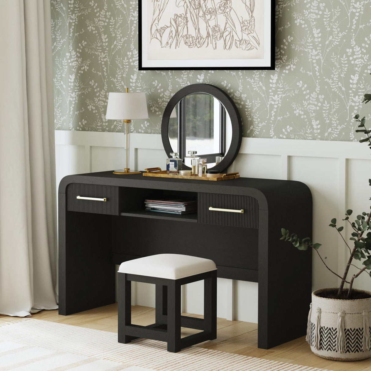  Elements International Ridgemont V-14440-8W-DT Dressing Table IMAGE 3