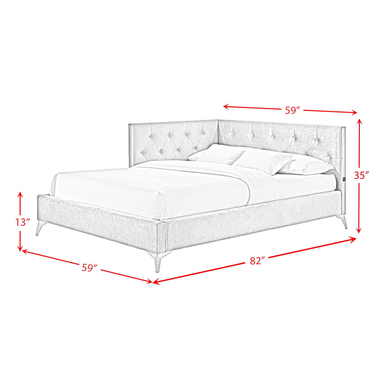  Elements International Amberley B-480-3-FCB Full Upholstered Corner Bed IMAGE 11