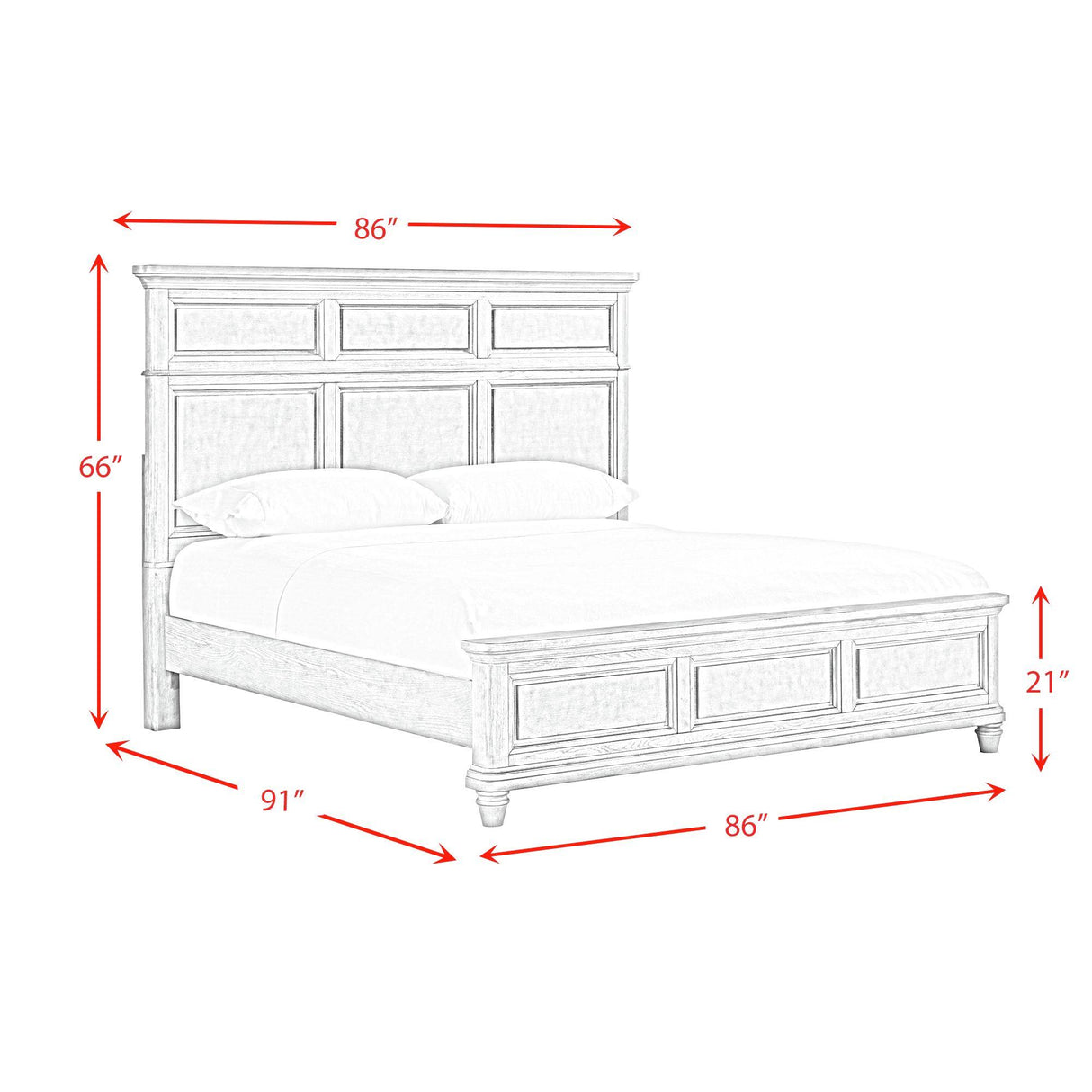  Elements International Whit-Ash B-11360-3-KB King Panel Bed IMAGE 9