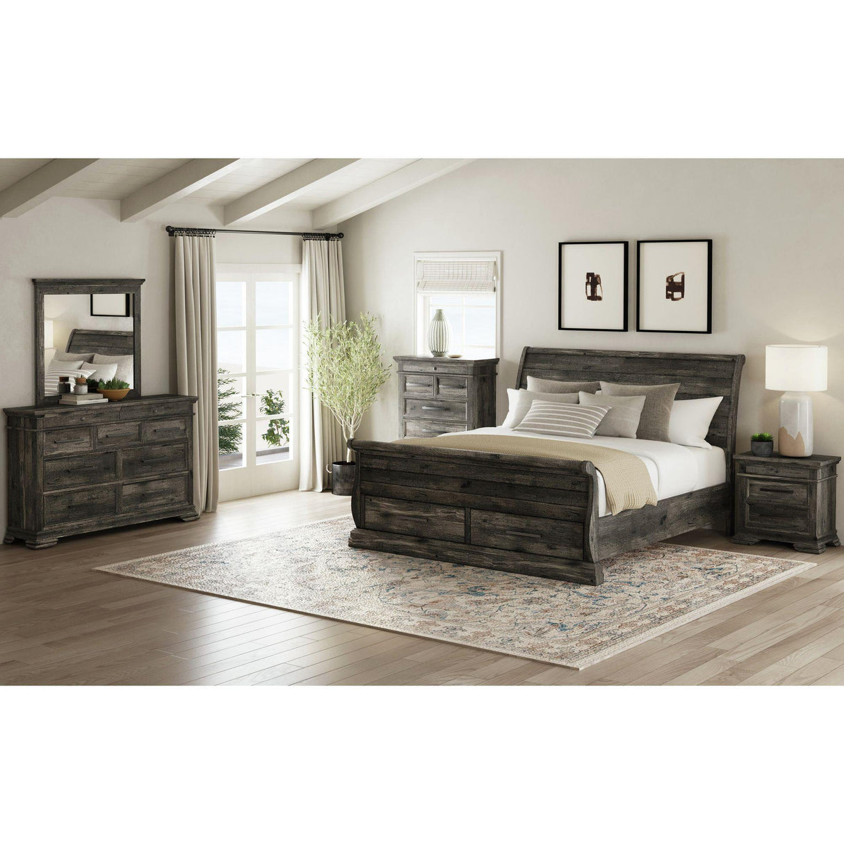  Elements International Park Ridge B-13130-8-KSLB King Sleigh Storage Bed IMAGE 4