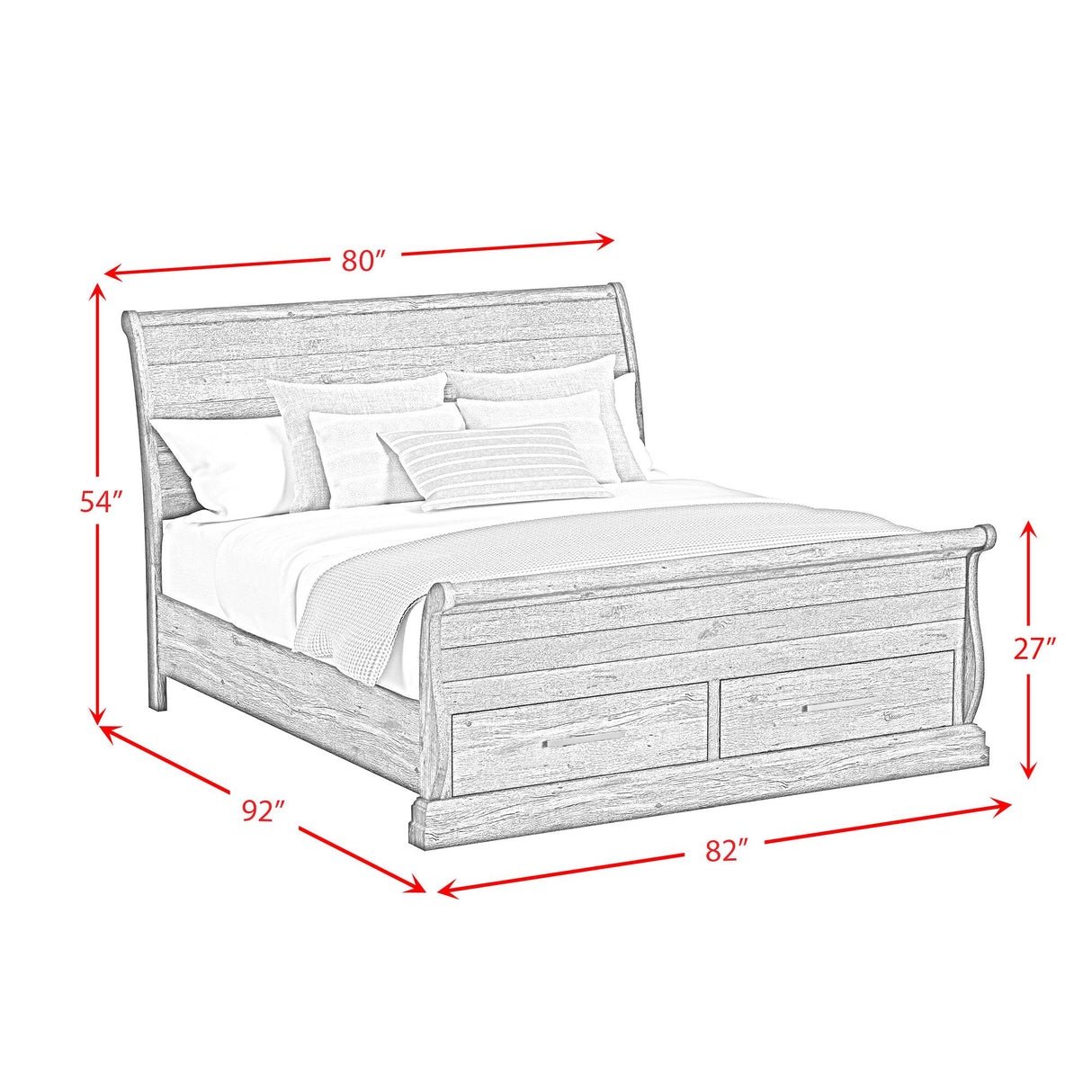  Elements International Park Ridge B-13130-8-KSLB King Sleigh Storage Bed IMAGE 9