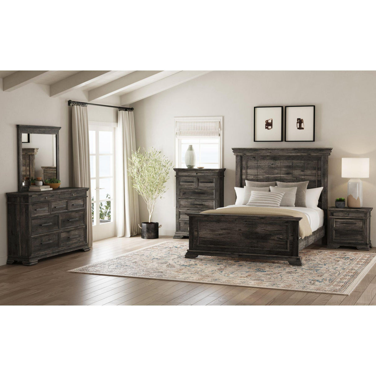  Elements International Park Ridge B-13130-8-QB Queen Panel Bed IMAGE 3