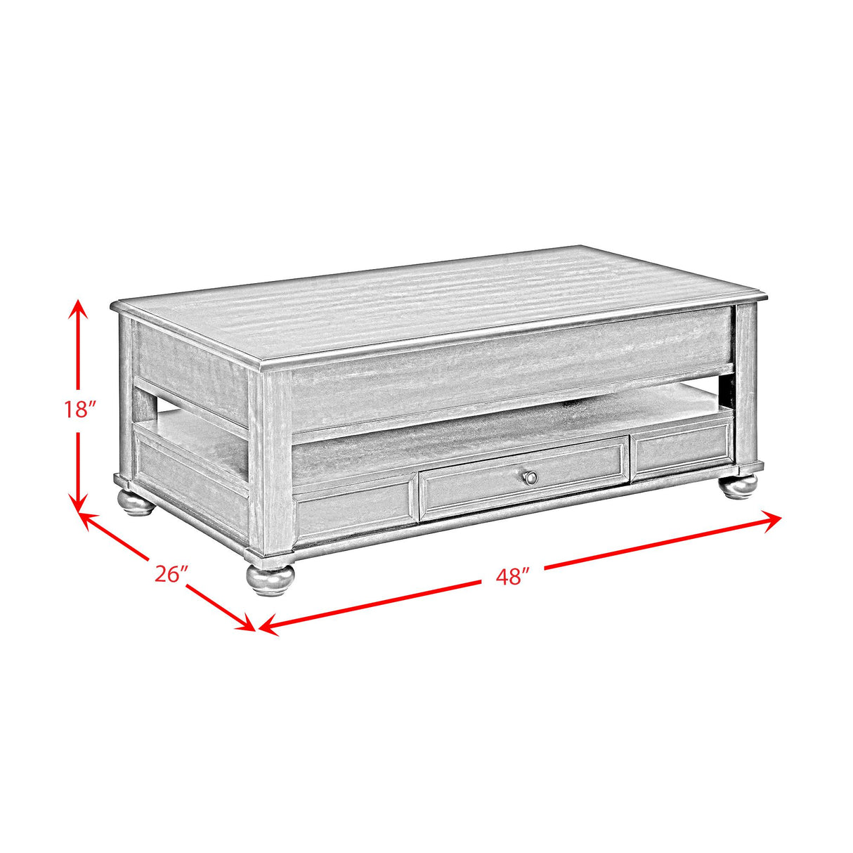  Elements International Wagner T-15740-5-RCT Rectangular Lift-Top Coffee Table IMAGE 11