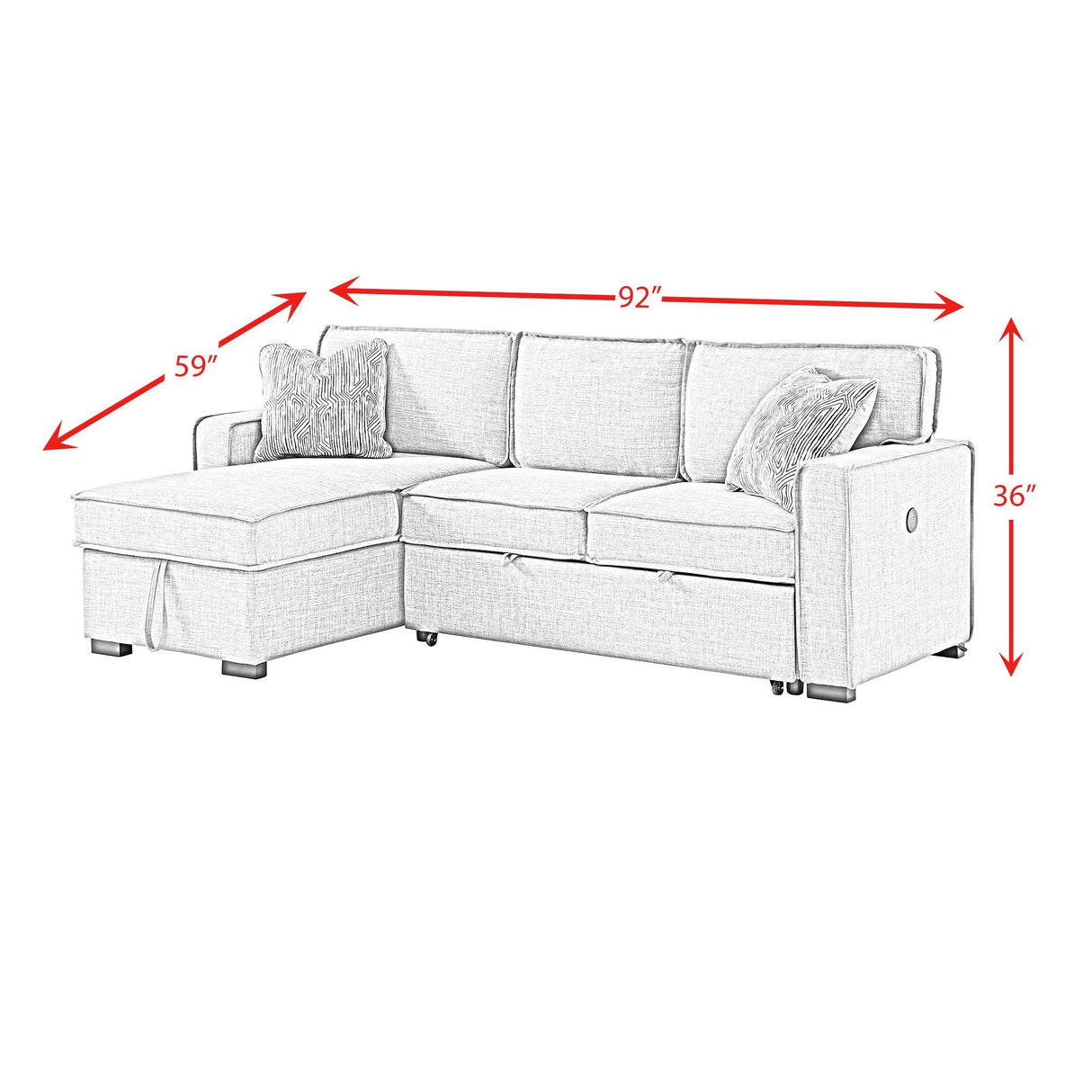  Elements International Caracas U-5140-4551-304 Sectional Sleeper Sofa IMAGE 12