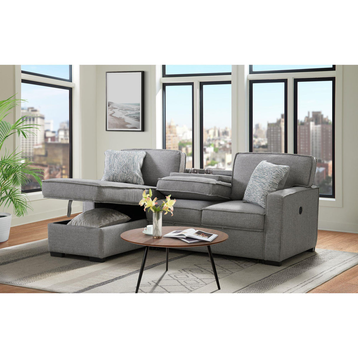  Elements International Caracas U-5140-4551-304 Sectional Sleeper Sofa IMAGE 6