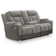  Signature Design by Ashley Mixed Motion PC8350518 Power Reclining Loveseat with Console  & Adjutasble Headrest IMAGE 1