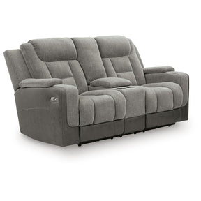  Signature Design by Ashley Mixed Motion PC8350518 Power Reclining Loveseat with Console  & Adjutasble Headrest IMAGE 1