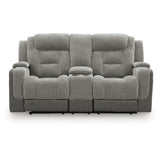  Signature Design by Ashley Mixed Motion PC8350518 Power Reclining Loveseat with Console  & Adjutasble Headrest IMAGE 2