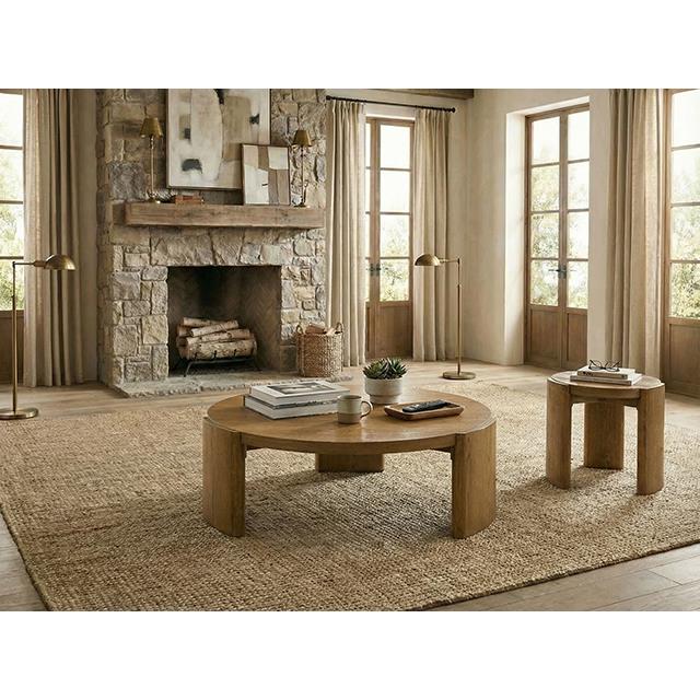  Furniture of America Poltimore FM4220WN-C Round Coffee Table IMAGE 2
