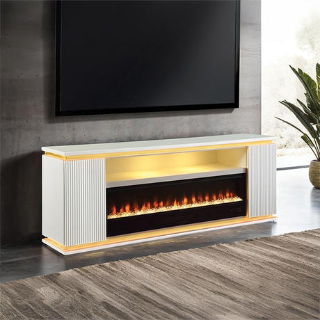  Furniture of America Medea FM-AC8011WH-TV 71" TV Stand with Electric Fire Place IMAGE 1
