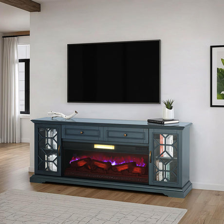  Furniture of America Fidel TM5002 74'' Tv Console with Electric Fireplace IMAGE 1