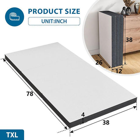  Furniture of America Hollyhock DM1004-TXL 4" Twin Xl Tri-Fold Memory Foam Topper IMAGE 8