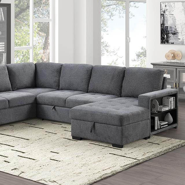  Furniture of America Stockwell FM6966DG-SECT Sleeper Sofa Sectional IMAGE 1