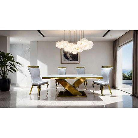 Furniture of America Palazzo FM33002GD-T-7PC-11BK 7 Pc Dining Table Set IMAGE 2