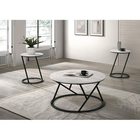  Furniture of America Ronde FM42905WH-3PK 3 Pc Table Set IMAGE 2