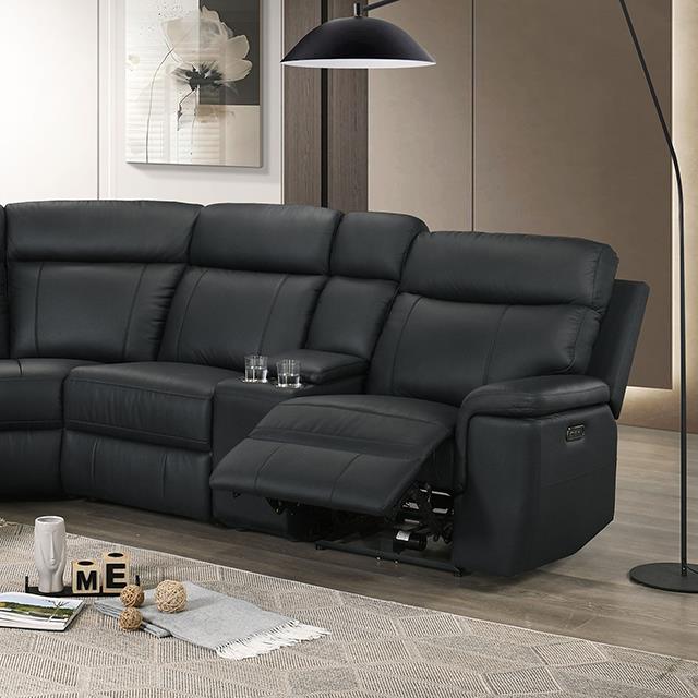  Furniture of America Oliverus FM69009BK-SECT-PM Power Sectional IMAGE 1