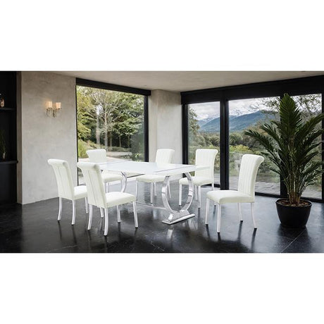  Furniture of America Holbaek FM37008SV-T-7PC-07SW 7 Pc 80" Dining Table Set IMAGE 2