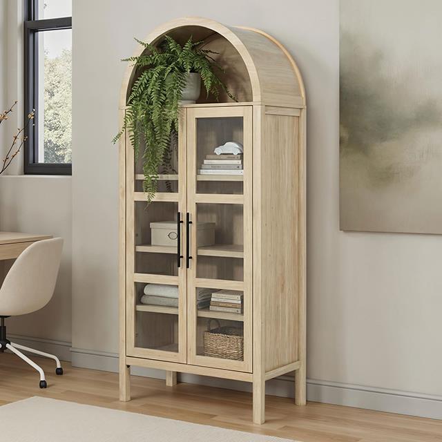  Furniture of America Gateshead SL-AC8001NT-3A Arched Cabinet IMAGE 1