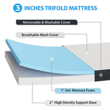  Furniture of America Hollyhock DM1003-T 3" Twin Tri-Fold Memory Foam Topper IMAGE 5