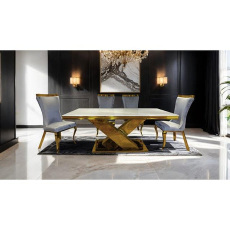  Furniture of America Palazzo FM33002GD-T-7PC-11SV 7 Pc Dining Table Set IMAGE 4