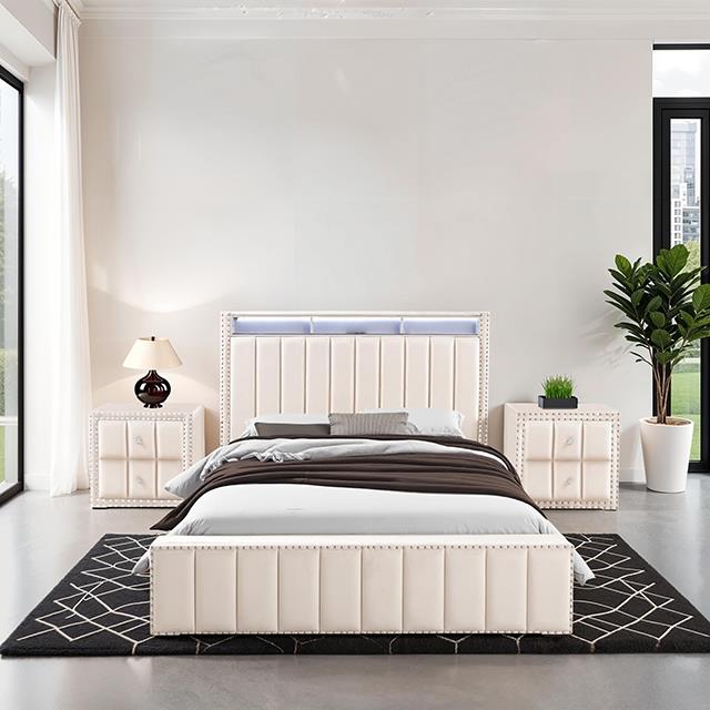  Furniture of America Farese SL7001BG-Q-3PC-2NS Queen Bed with 2 Nightstands IMAGE 2