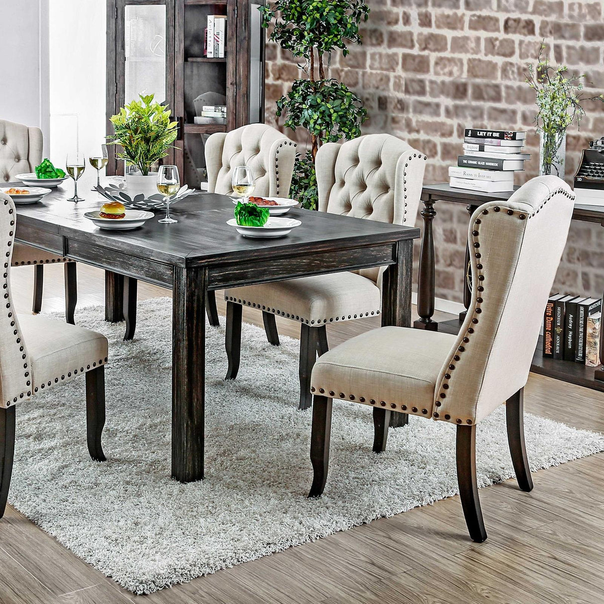 Furniture of America Sania CM3324BK-T-84-9PC 9 Pc Dining Table Set IMAGE 1