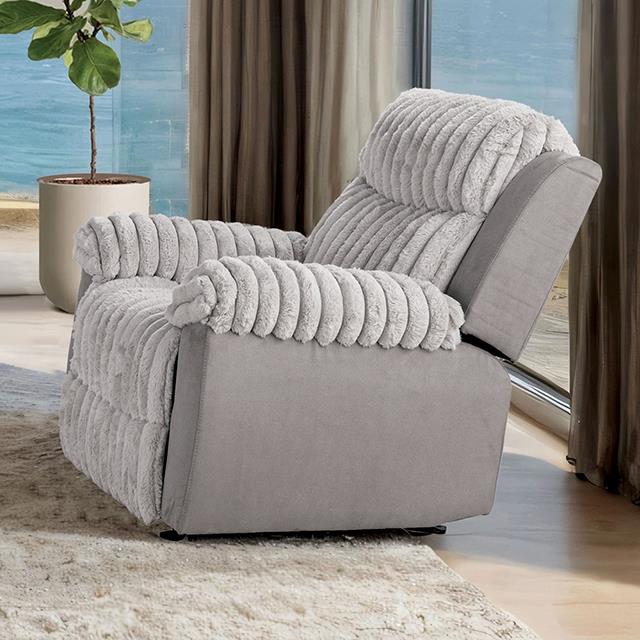  Furniture of America Dionysus FM64004GY-CH-M Manual Glider Recliner IMAGE 1