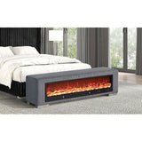  Furniture of America Elnath FM-BN6001GY Bench with Visual Wood Log Fireplace IMAGE 2