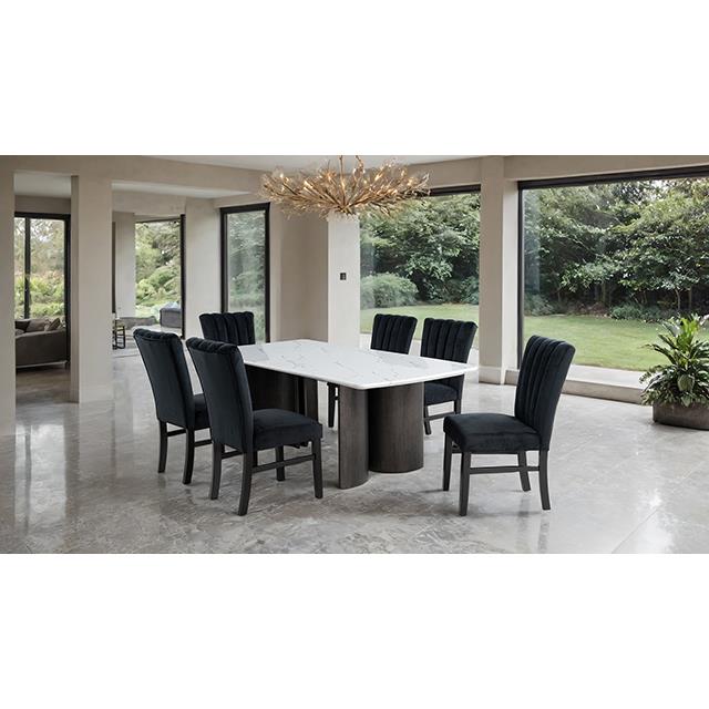  Furniture of America Selsey FM34007WH-T White Stone Top Dining Table IMAGE 2