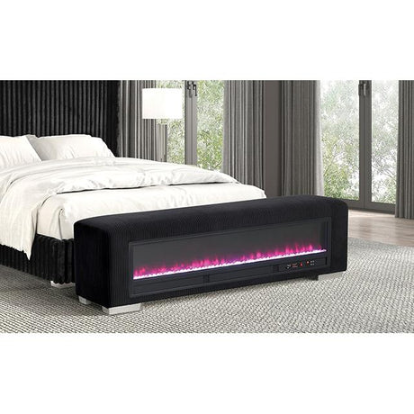  Furniture of America Elnath FM-BN6001BK Bench with Visual Crystal Fireplace IMAGE 2