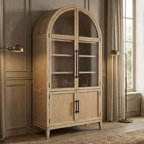  Furniture of America Minster FM-AC8029NT Arched Cabinet IMAGE 1