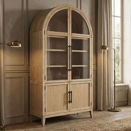  Furniture of America Minster FM-AC8029NT Arched Cabinet IMAGE 1
