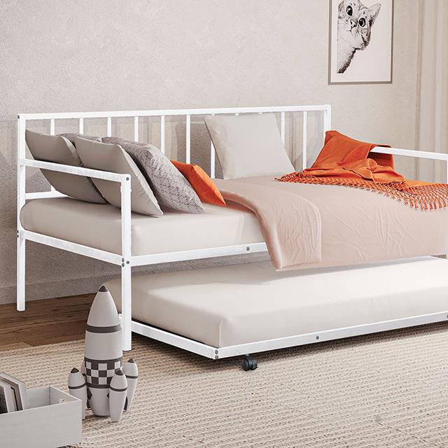  Furniture of America Harmon FM1001WH Metal Daybed IMAGE 1