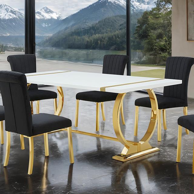 Furniture of America Holbaek FM37008GD-T 80" Dining Table IMAGE 2