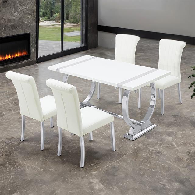  Furniture of America Holstebro FM37007SV-T-5PC-07SW 5 Pc 60" Dining Table Set IMAGE 1