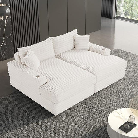  Furniture of America Tavedestrand FM6900WH-PK Double Chaise Sofa IMAGE 3