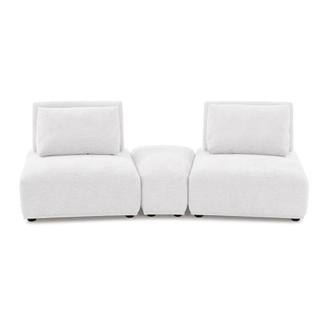  Furniture of America Stavanger FM63001WH-D Curved 2-Seater with Ottoman IMAGE 1