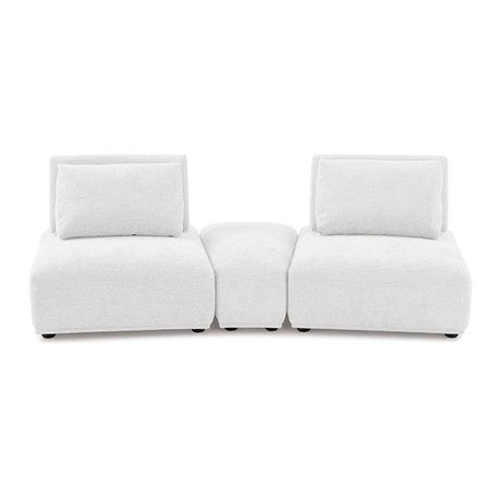  Furniture of America Stavanger FM63001WH-D Curved 2-Seater with Ottoman IMAGE 1