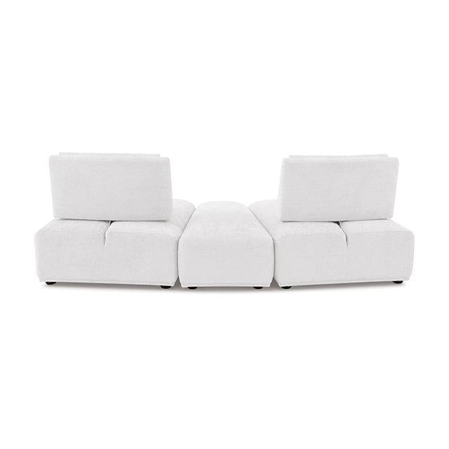  Furniture of America Stavanger FM63001WH-D Curved 2-Seater with Ottoman IMAGE 3