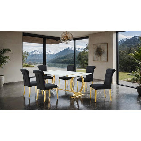  Furniture of America Holbaek FM37008GD-T-7PC-07GB 7 Pc 80" Dining Table Set IMAGE 2