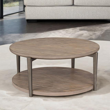  Furniture of America Roros FM44008NT-CR Round Cocktail Table IMAGE 1
