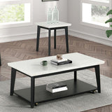  Furniture of America Thisted FM44002WH-CR Rectangle Marble Coffee Table with Casters IMAGE 1