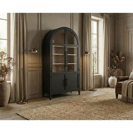  Furniture of America Minster FM-AC8029BK Arched Cabinet IMAGE 2