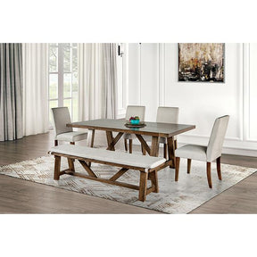  Furniture of America Losone FM3422BR-T-7PC 7 Pc Dining Table Set IMAGE 1