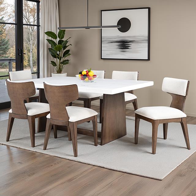  Furniture of America Caerwys FM34004BR-T-7PC 7 Pc Dining Table Set IMAGE 1