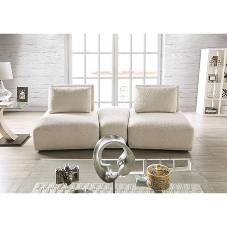  Furniture of America Stavanger FM63001BG-D Curved 2-Seater with Ottoman IMAGE 2