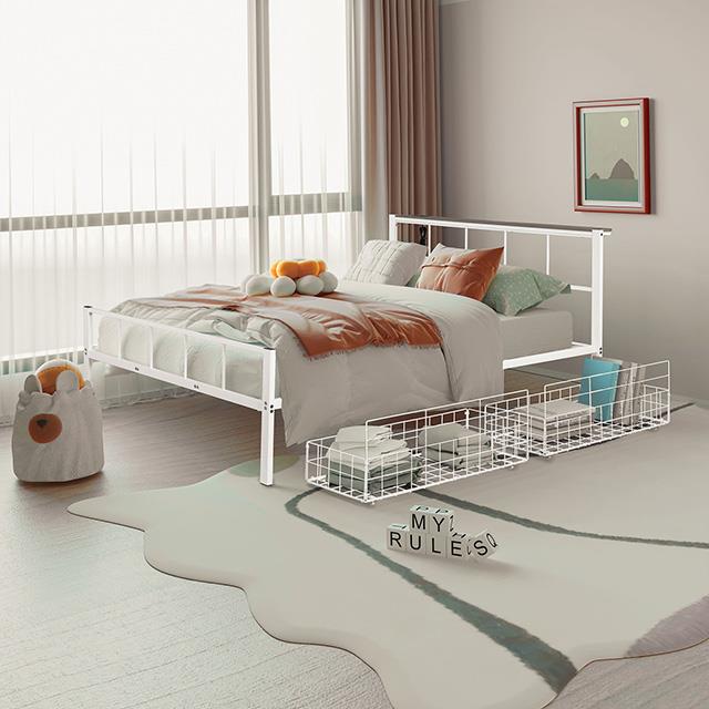  Furniture of America Nicoli FM7901WH-Q Queen Metal Bed with Underbed Storage IMAGE 2