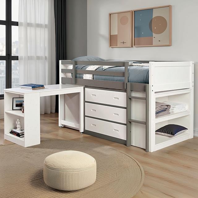 Furniture of America Ledell FM-BK203GY-T-BED Twin Loft Bed IMAGE 1