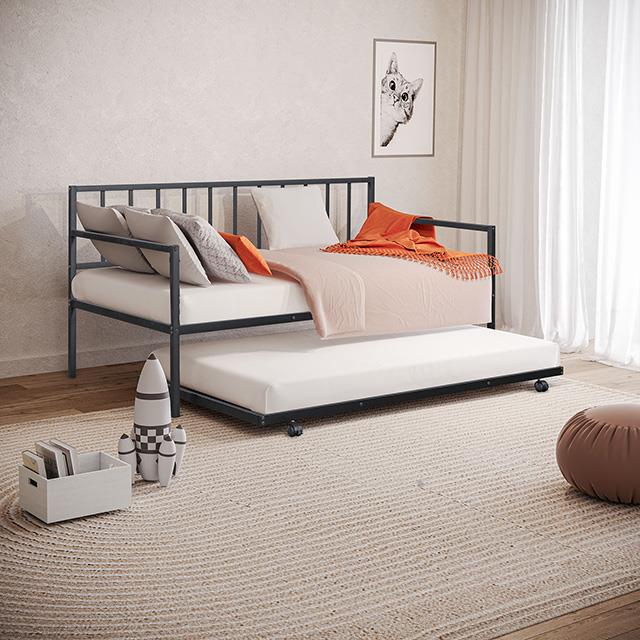  Furniture of America Harmon FM1001BK Metal Daybed IMAGE 2